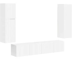 TV staliukas TV spintelių komplektas 4 pcs Aukštai blizganti balta