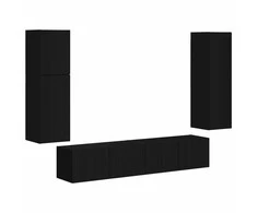 TV staliukas TV spintelių komplektas 4 pcs Juoda Apdirbta mediena