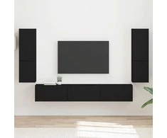 TV staliukas TV spintelių komplektas 4 pcs Juoda Apdirbta mediena