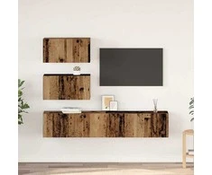 TV staliukas TV spintelių komplektas 4 pcs Sendintos medienos