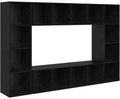 TV staliukas TV spintelių komplektas 4 pcs Juoda 37 x 37 x 142,5 cm