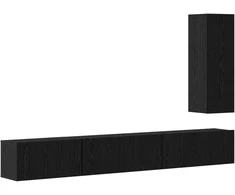 TV staliukas TV spintelių komplektas 4 pcs Juodas ąžuolas Apdirbta mediena