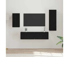 TV staliukas TV spintelių komplektas 4 pcs Juodas ąžuolas Apdirbta mediena