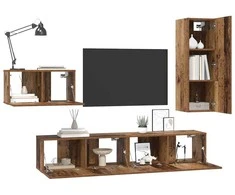 TV staliukas TV spintelių komplektas 4 pcs Senovinis medis Apdirbta mediena