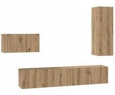 TV staliukas TV spintelių komplektas su stalčių 4 pcs Amatininkų ąžuolas