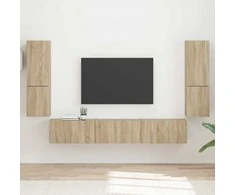 TV staliukas TV spintelių komplektas 4 pcs Sonoma ąžuolas Apdirbta mediena