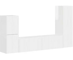 TV staliukas TV spintelių komplektas 4 pcs Aukštai blizganti balta