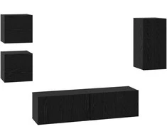 TV staliukas TV spintelių komplektas 5 pcs Juodas ąžuolas Apdirbta mediena
