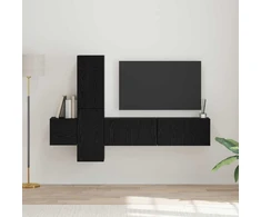TV staliukas TV spintelių komplektas 5 pcs Juodas ąžuolas Apdirbta mediena