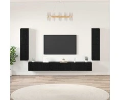 TV staliukas TV vienetai 4 pcs Juodas ąžuolas Apdirbta mediena