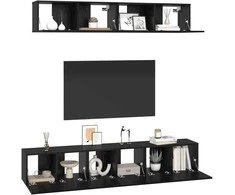 TV staliukas TV spintelių komplektas 5 pcs Juodas ąžuolas Apdirbta mediena