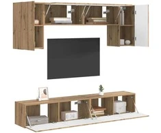 TV staliukas TV spintelių komplektas 5 pcs Balta Apdirbta mediena