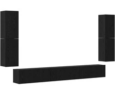 TV staliukas TV vienetai 4 pcs Juodas ąžuolas Apdirbta mediena