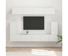 TV staliukas TV spintelių komplektas 5 pcs Balta Apdirbta mediena