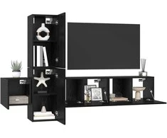 TV staliukas TV spintelių komplektas 5 pcs Juodas ąžuolas Apdirbta mediena