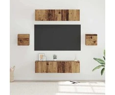 TV staliukas TV spintelių komplektas 6 pcs Senovinis medis Apdirbta mediena