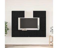 TV staliukas TV spintelių komplektas 6 pcs Juodas ąžuolas Apdirbta mediena
