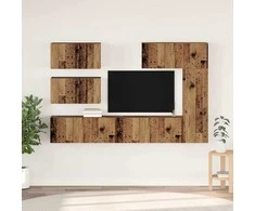 TV staliukas TV spintelių komplektas 6 pcs Senovinis medis Apdirbta mediena
