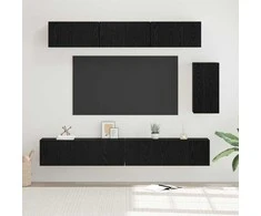 TV staliukas TV spintelių komplektas 6 pcs Juodas ąžuolas Apdirbta mediena