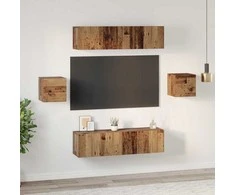TV staliukas TV spintelių komplektas 6 pcs Senovinis medis Apdirbta mediena