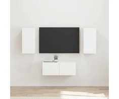 TV staliukas TV spintelių komplektas 6 pcs Balta Apdirbta mediena