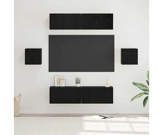 TV staliukas TV spintelių komplektas 6 pcs Juodas ąžuolas Apdirbta mediena