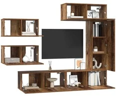 TV staliukas TV spintelių komplektas 6 pcs Senovinis medis Apdirbta mediena