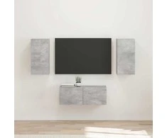 TV staliukas TV spintelių komplektas 6 pcs Betono pilka Apdirbta mediena