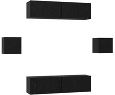 TV staliukas TV spintelių komplektas 6 pcs Juodas ąžuolas Apdirbta mediena