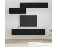 TV staliukas TV spintelių komplektas 7 pcs Juodas ąžuolas Apdirbta mediena