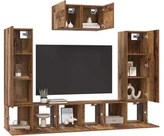 TV staliukas TV spintelių komplektas 7 pcs Senovinis medis Apdirbta mediena