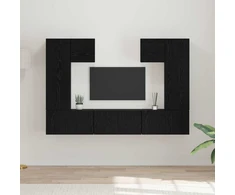 TV staliukas TV spintelių komplektas 7 pcs Juodas ąžuolas Apdirbta mediena