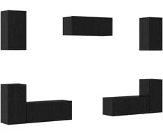 TV staliukas TV spintelių komplektas 7 pcs Juodas ąžuolas Apdirbta mediena
