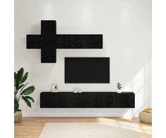 TV staliukas TV spintelių komplektas 7 pcs Juodojo ąžuolo Apdirbta mediena