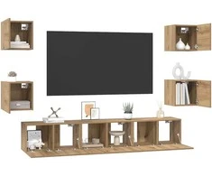 TV staliukas TV spintelių komplektas 7 pcs Amatininkų ąžuolas