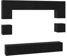TV staliukas TV spintelių komplektas 8 pcs Juodas ąžuolas Apdirbta mediena