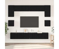 TV staliukas TV spintelių komplektas 8 pcs Juodas ąžuolas Apdirbta mediena