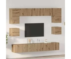TV staliukas TV spintelių komplektas 8 pcs Amatininkų ąžuolas