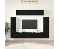TV staliukas TV spintelių komplektas 8 pcs juoda ąžuolo Apdirbta mediena