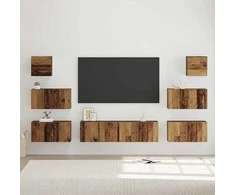 TV staliukas TV spintelių komplektas 8 pcs Senovinis medis Apdirbta mediena