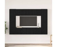 TV staliukas TV spintelių komplektas 8 pcs Juodas ąžuolas Apdirbta mediena