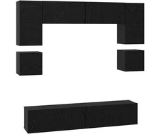 TV staliukas TV spintelių komplektas 8 pcs Juodas ąžuolas Apdirbta mediena