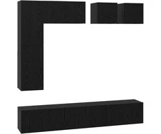 TV staliukas TV spintelių komplektas 8 pcs Juodas ąžuolas Apdirbta mediena