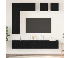 TV staliukas TV spintelių komplektas 8 pcs Juodas ąžuolas Apdirbta mediena
