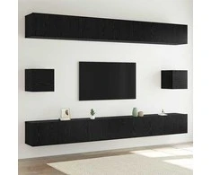 TV staliukas TV spintelių komplektas 8 pcs Juodas ąžuolas Apdirbta mediena
