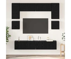 TV staliukas TV spintelių komplektas 8 pcs Juodas ąžuolas Apdirbta mediena