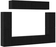 TV staliukas TV spintelių komplektas 8 pcs juoda ąžuolo Apdirbta mediena