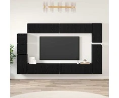 TV staliukas TV spintelių komplektas 9 pcs Juodas ąžuolas Apdirbta mediena