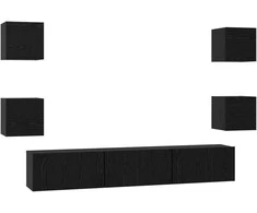TV staliukas TV spintelių komplektas 7 pcs Juodas ąžuolas Apdirbta mediena