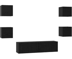 TV staliukas TV spintelių komplektas 6 pcs Juodas ąžuolas Apdirbta mediena